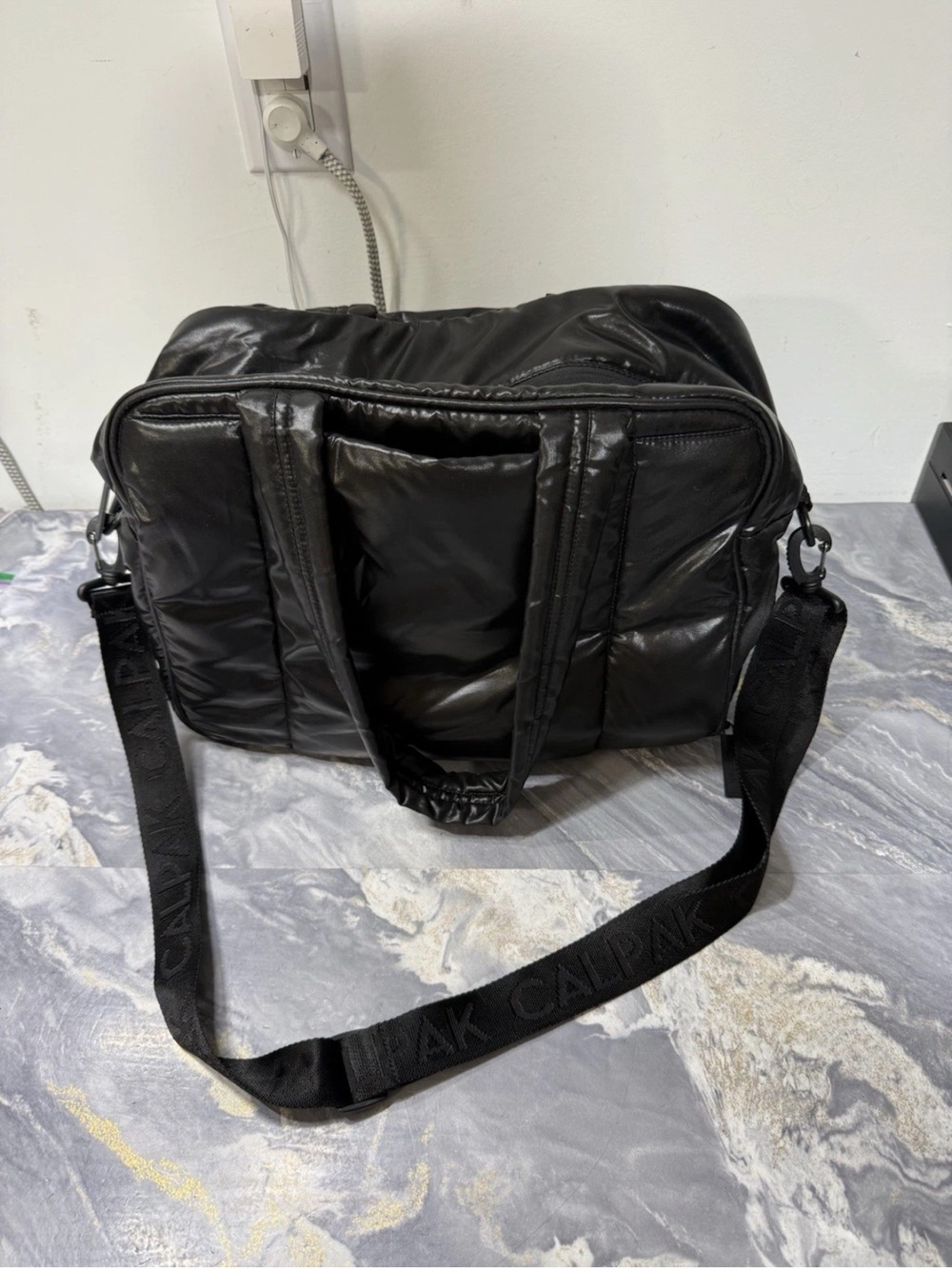 Calpak Black Quilted Travel Tote Bag